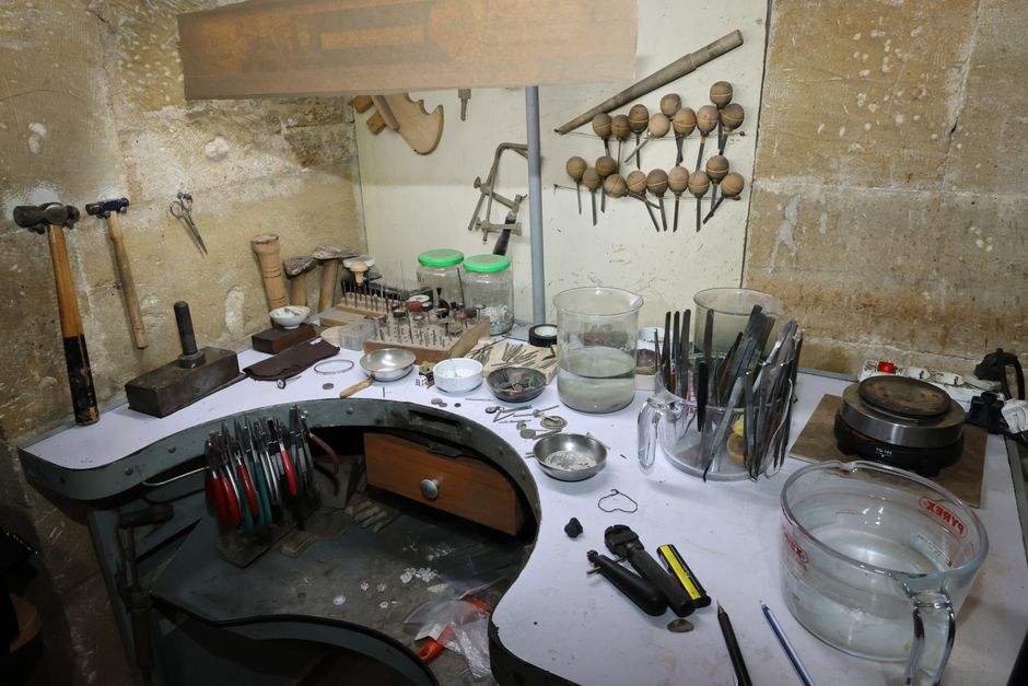Tools and equipment in a jewelry maker workshop