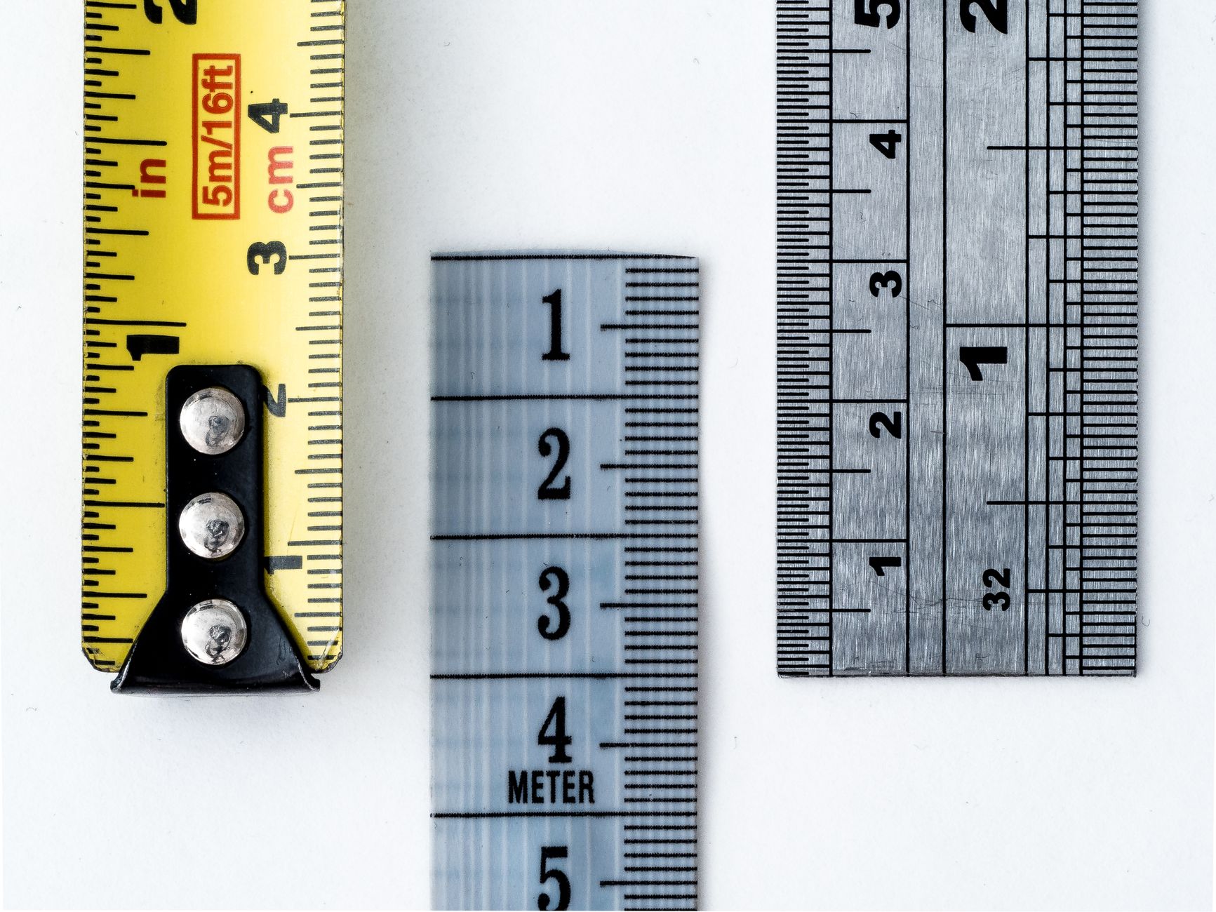 Rulers and tape measures used as a sizing reference